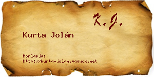 Kurta Jolán névjegykártya